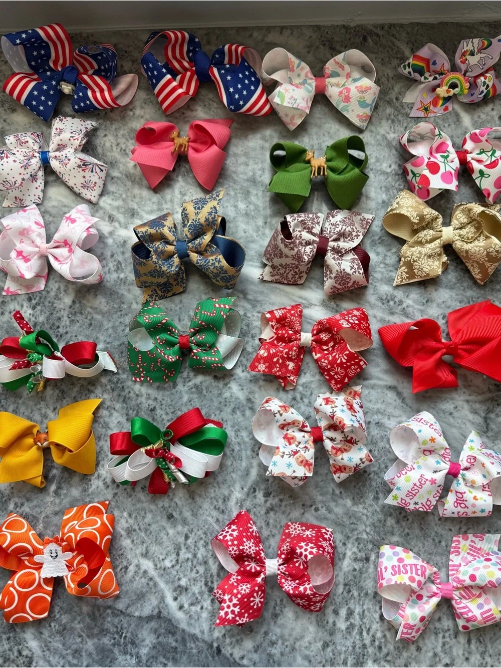 Assorted Girls' Hair Bows - Multi Color Pack -ALL